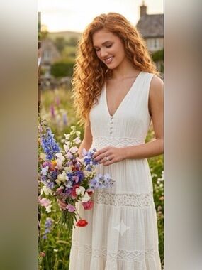 Spell & The Gypsy Off White Boho Maxi Dress Size XS